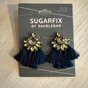 Sugarfix by BaubleBar Navy and Gold Tassel Earrings